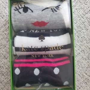 KATE SPADE 3 Pack Socks crew light gray melange NIB 4-10